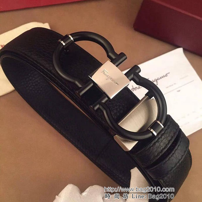 Ferragamo菲拉格慕 進口雙面牛皮荔枝紋 獨特風格 精鋼扣 男士皮帶  xfp1183